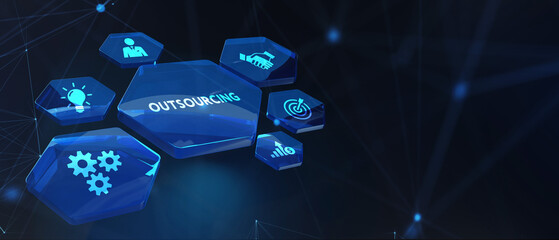 Business, Technology, Internet and network concept. Outsourcing human resources.  3d illustration