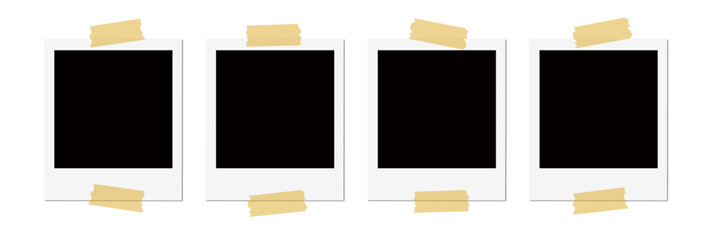 Isolated White Polaroid Frames with Tape