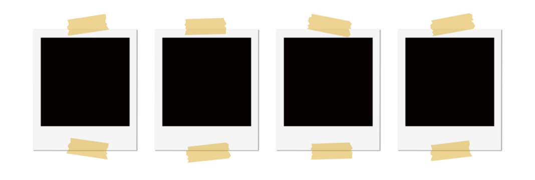 Isolated White Polaroid Frames with Tape