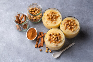 Boza or Bosa, traditional Turkish drink with roasted chickpea