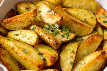 Baked spiced potatoes look delicious.