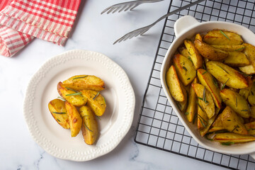 Baked spiced potatoes look delicious.