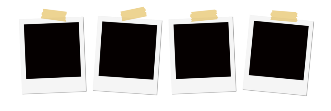 Isolated White Polaroid Frames with Tape