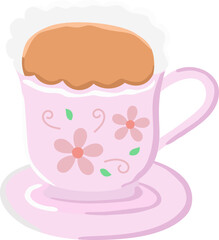 Tea milk Hot flat Illustration. coffee