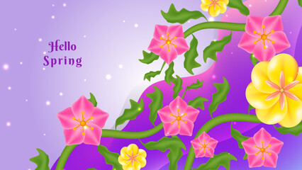 Purple spring botanical flower floral illustration background vector. Floral banner design