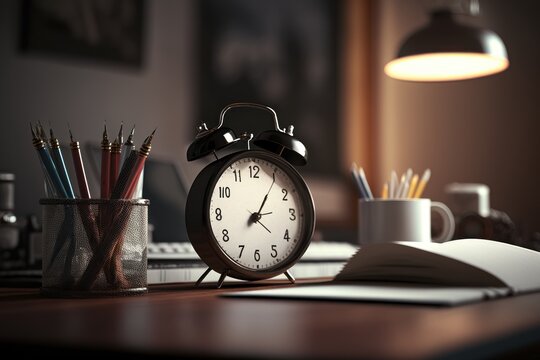 Realistic Clock for Time management and Self organization concept. Generative ai