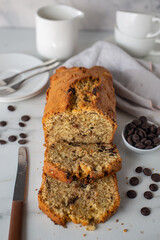 chocolate pound cake on a table