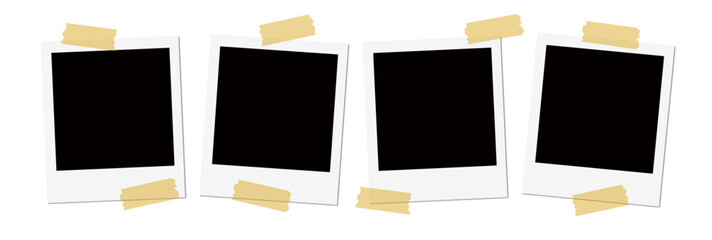 Isolated White Polaroid Frames with Tape