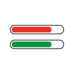 Progress loading red green. Download process. Progress bar. Vector illustration.