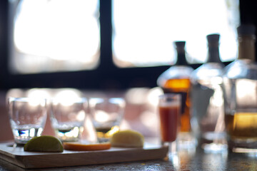 Blurred tequila shots