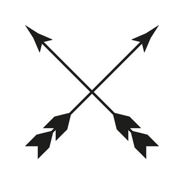 black two arrows cross. Vector illustration.