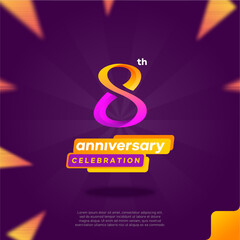 Fototapeta premium Number 8 logo icon design, 8th birthday logo number, 8th anniversary.