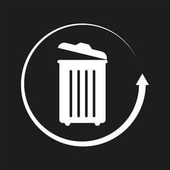 trash can arrow icon. Vector illustration.