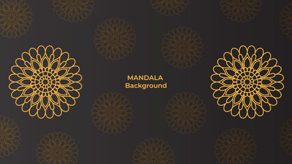 Ornamental mandala design background in gold color vector