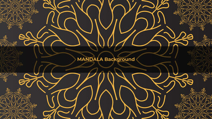 Ornamental mandala design background in gold color vector