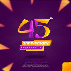 Number 45 logo icon design, 45th birthday logo number, 45th anniversary.