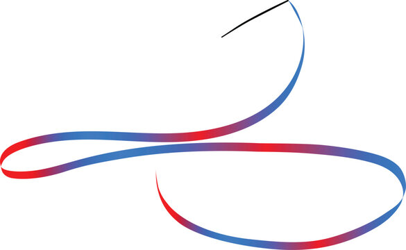 recommend clip art: rhythmic gymnastics colored ribbon, red-blue outline on white background, vector illustration
