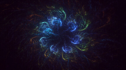 3D rendering abstract colorful fractal light background