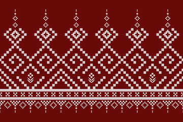 Red traditional ethnic pattern paisley flower Ikat background abstract Aztec African Indonesian Indian seamless pattern for fabric print cloth dress carpet curtains and sarong