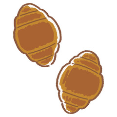 手描き風の美味しそうなクロワッサンのベクターイラスト