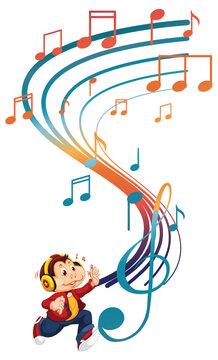 Monkey cartoon character with music note