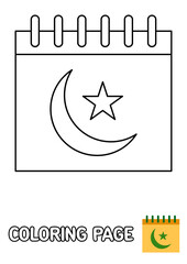 Coloring page with Calendar for kids