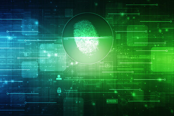 Fototapeta premium 2d Illustration Fingerprint Scanning Technology Concept 