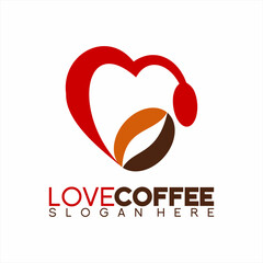 Coffee love illustration logo design. Can be used for the identity of coffee cafes, coffee shops, coffee lovers communities.