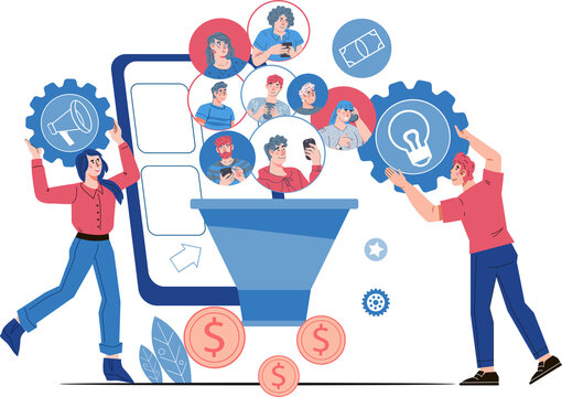 Sales funnel and SMM management work. SMM team increasing conversion rates and attracting followers and customers, generating new leads.