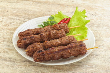 Beef kebab skewer minced meat