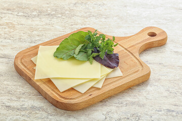 Sliced goat cheese for breakfast