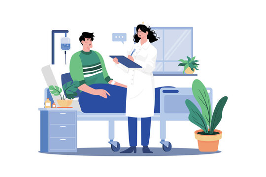 Admitted sick person Illustration Concept