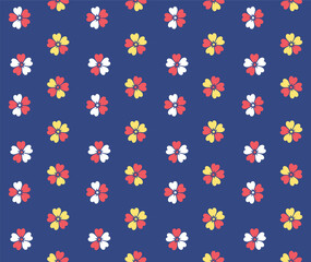 Fototapeta na wymiar Japanese Colorful Pretty Cherry Blossom Motif Vector Seamless Pattern