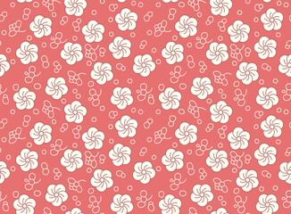 Japanese Cute Cherry Blossom Vector Seamless Pattern