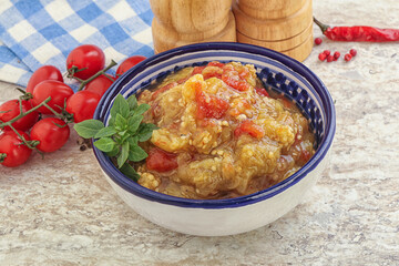 Caucasian Mangal salad with baked vegetables