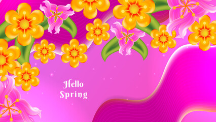 Spring landscape background. Bright pink floral illustration background vector