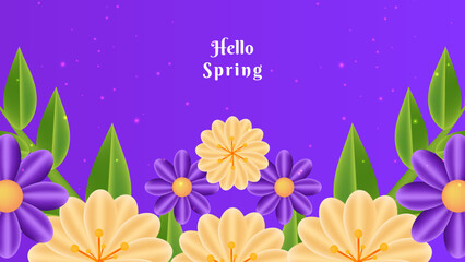 Fototapeta na wymiar Purple spring background with floral illustration background vector