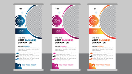  Mordant Business Roll Up Banner Template Design. Presentation concept. Abstract modern roll up background. Vertical roll up template billboard, banner stand or flag design layout. 