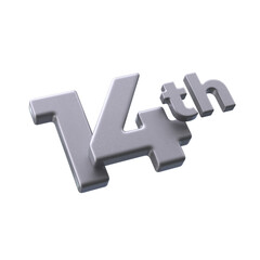 14th 3d illustration with Silver color