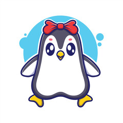 Cute penguin cartoon icon illustration. funny drawing illustration for kids