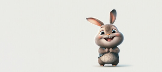 Obraz premium smile rabbit cute character on white background, generative ai