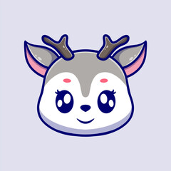 Cute deer cartoon icon illustration. funny animal drawing stickers