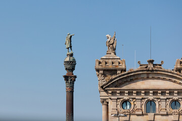 Fototapeta na wymiar Colom Monument in Portal de la Pau Square in Barcelona, Spain