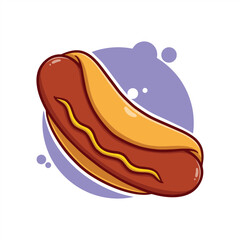 Cute hotdog cartoon icon illustration. funny stickers for family gift