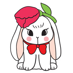 Cartoon cute rabbit and flower vector.