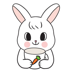 Fototapeta na wymiar Cartoon cute rabbit drink coffee vector.