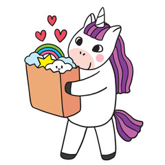 Cartoon cute character unicorn vector.