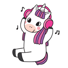 Cartoon cute character unicorn vector.
