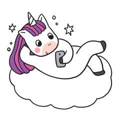 Cartoon cute character unicorn vector.