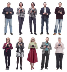 Obraz premium collage of professional photographers in full length isolated